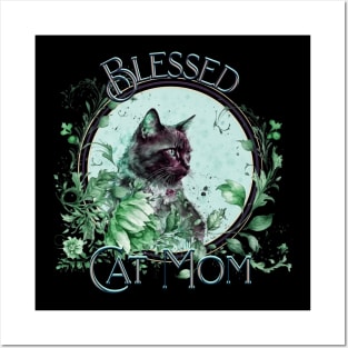 Mother's Day Blessed Cat Mom Mint Nip Green Posters and Art